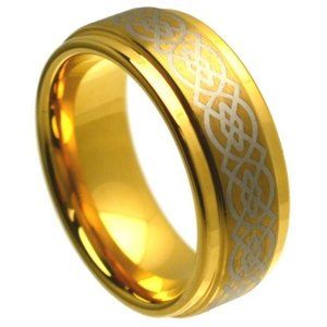 6mm 8mm Men Women Tungsten Ring Gold plated Celtic Knot Ring